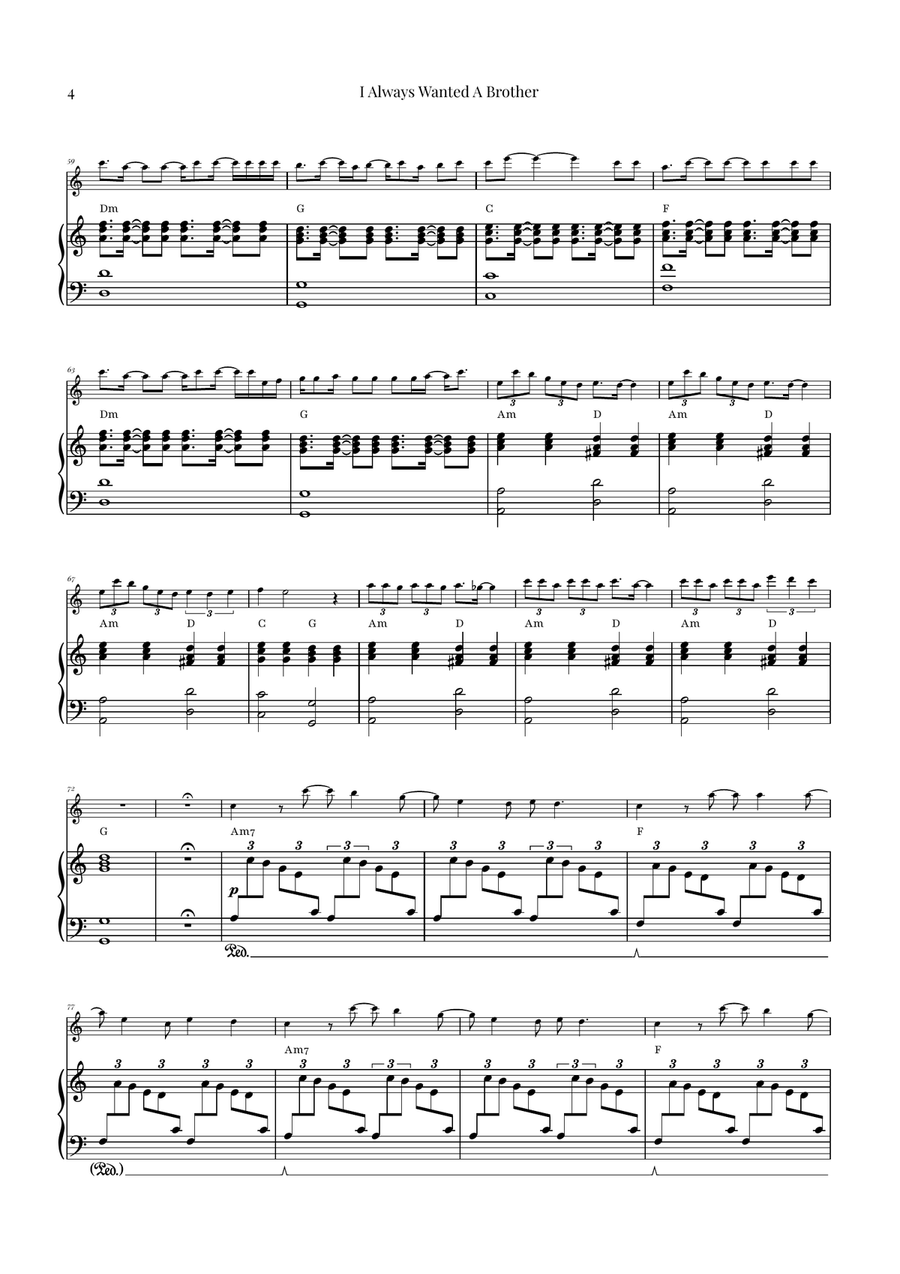 I Always Wanted A Brother Flute Solo scores gallery preview page 4