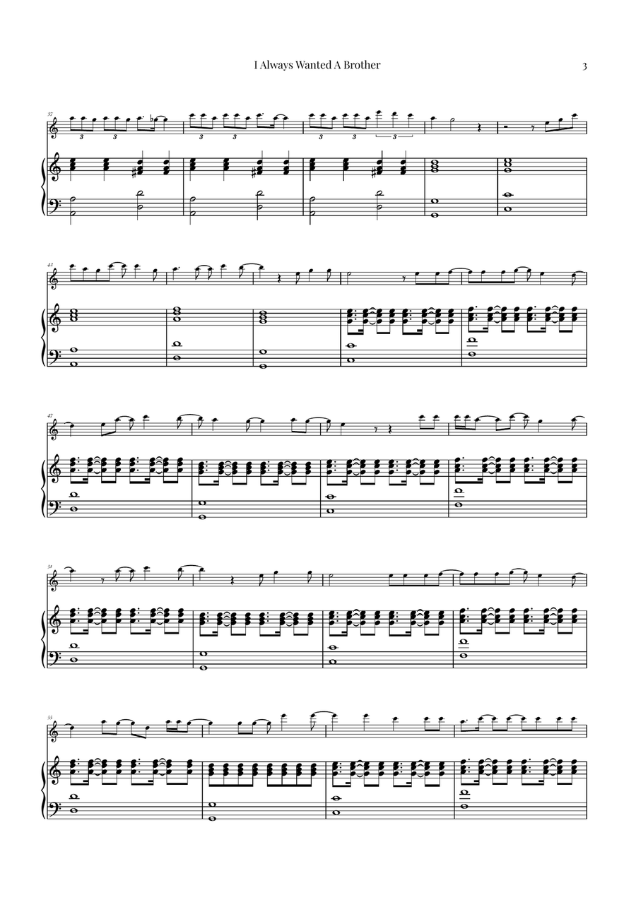 I Always Wanted A Brother Flute Solo scores gallery preview page 3