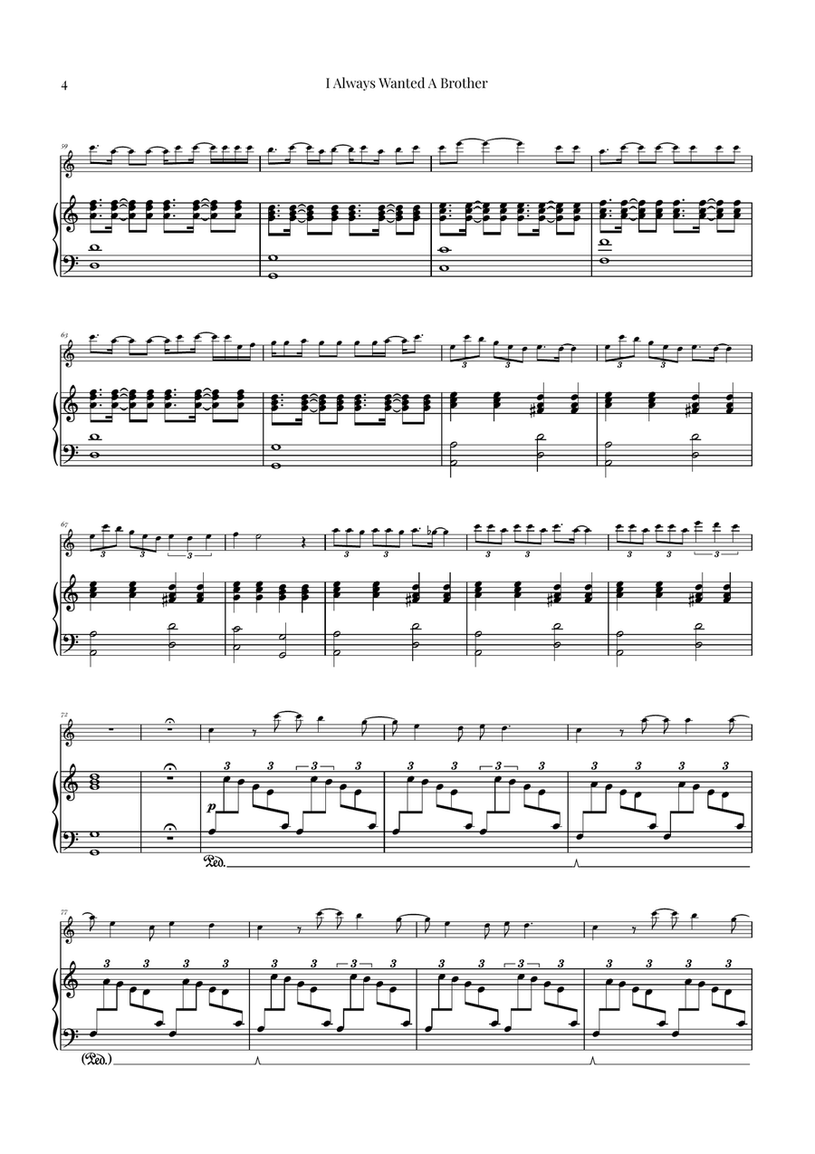 I Always Wanted A Brother Flute Solo scores gallery preview page 4