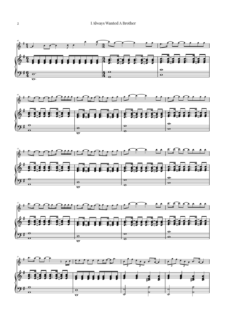 I Always Wanted A Brother Piano scores gallery preview page 2