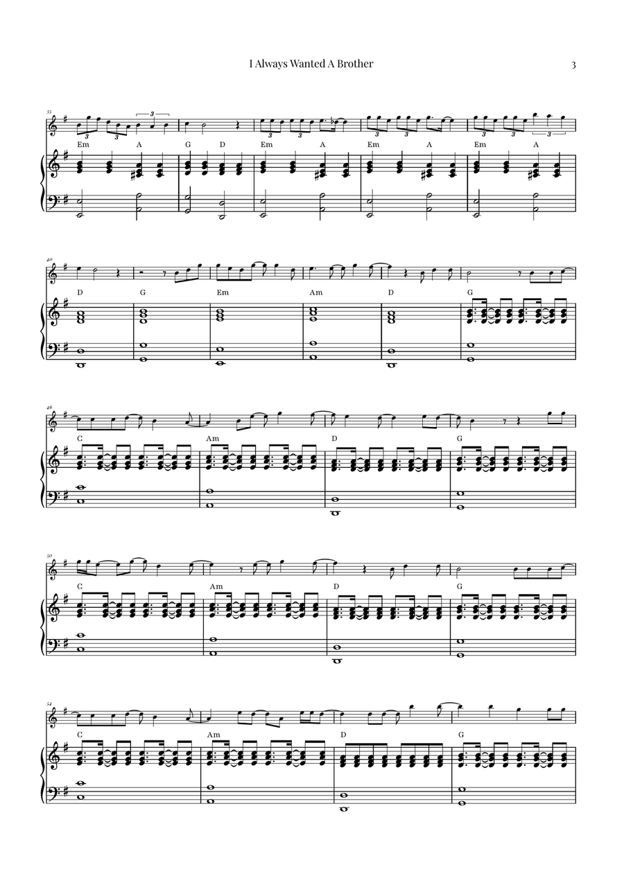 I Always Wanted A Brother Piano scores gallery preview page 3
