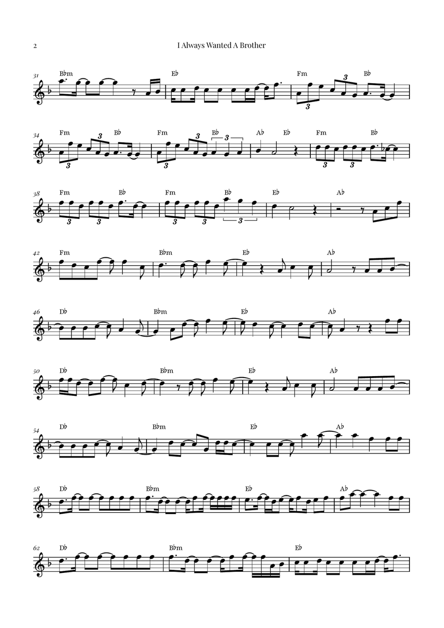 I Always Wanted A Brother Alto Saxophone scores gallery preview page 2