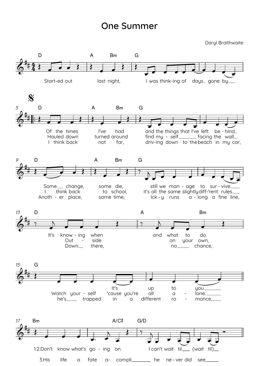 One Summer One Summer 2-Part scores gallery preview page 1