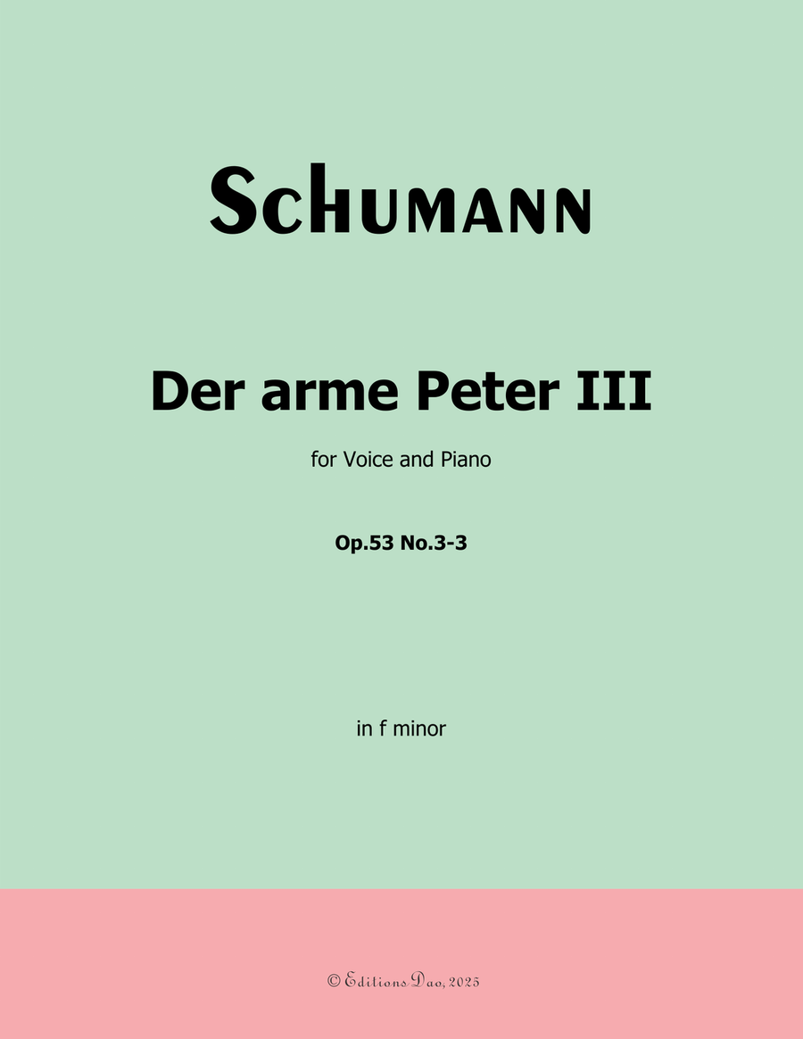 Der arme Peter 3, by Schumann, Op.53 No.3-3, in f minor Piano, Vocal scores gallery preview page 1