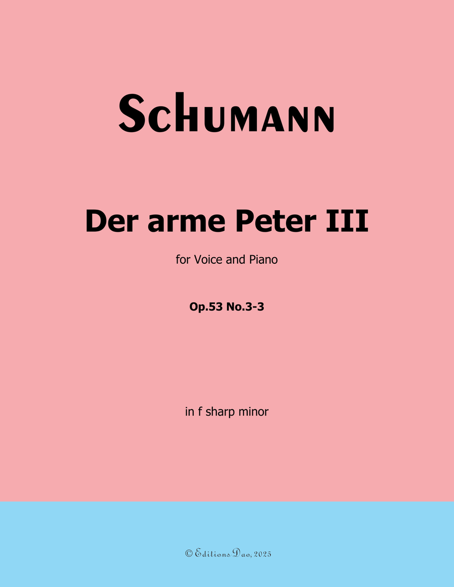 Der arme Peter 3, by Schumann, Op.53 No.3-3, in f sharp minor Piano, Vocal scores gallery preview page 1