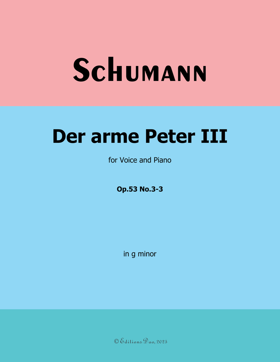 Der arme Peter 3, by Schumann, Op.53 No.3-3, in g minor Piano, Vocal scores gallery preview page 1