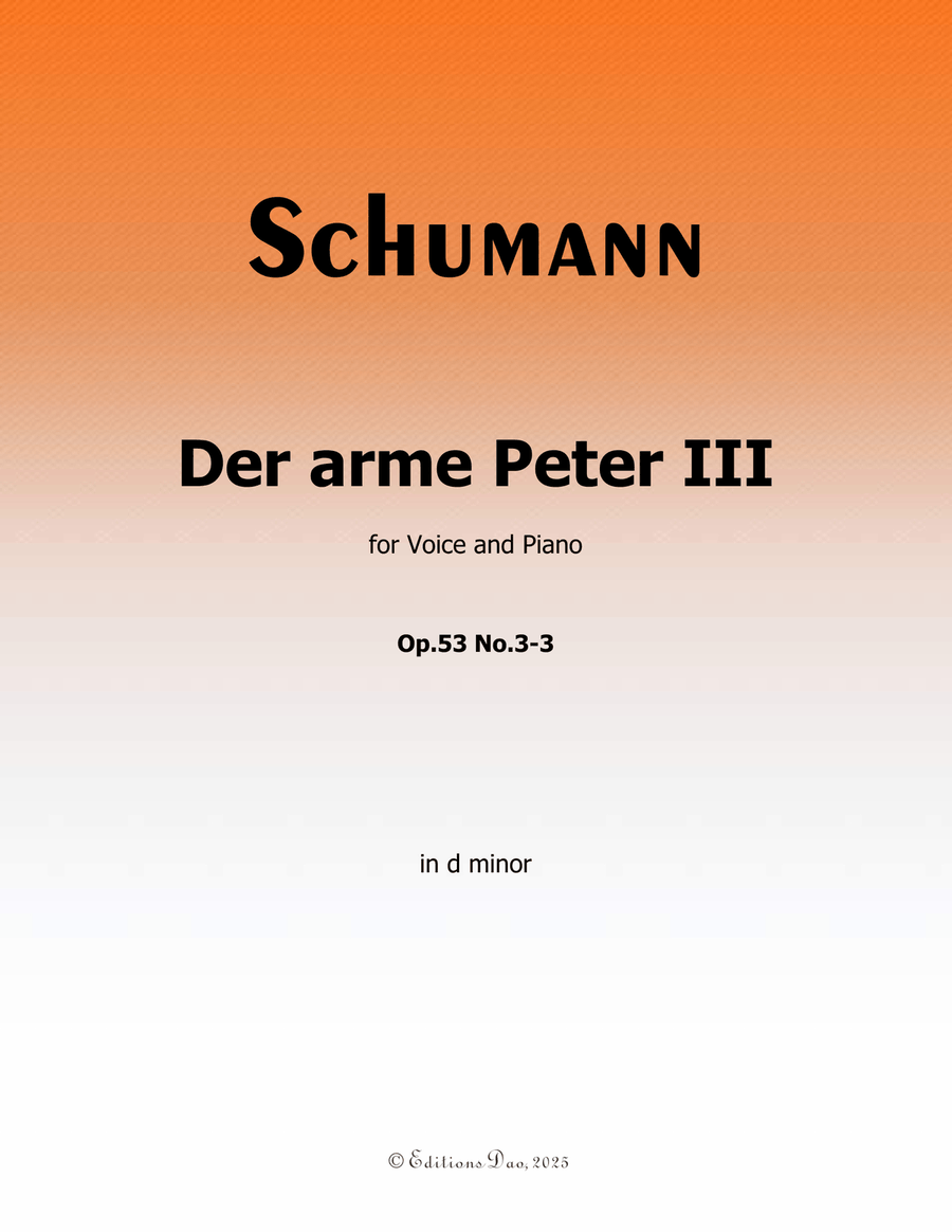 Der arme Peter 3, by Schumann, Op.53 No.3-3, in d minor Piano, Vocal scores gallery preview page 1