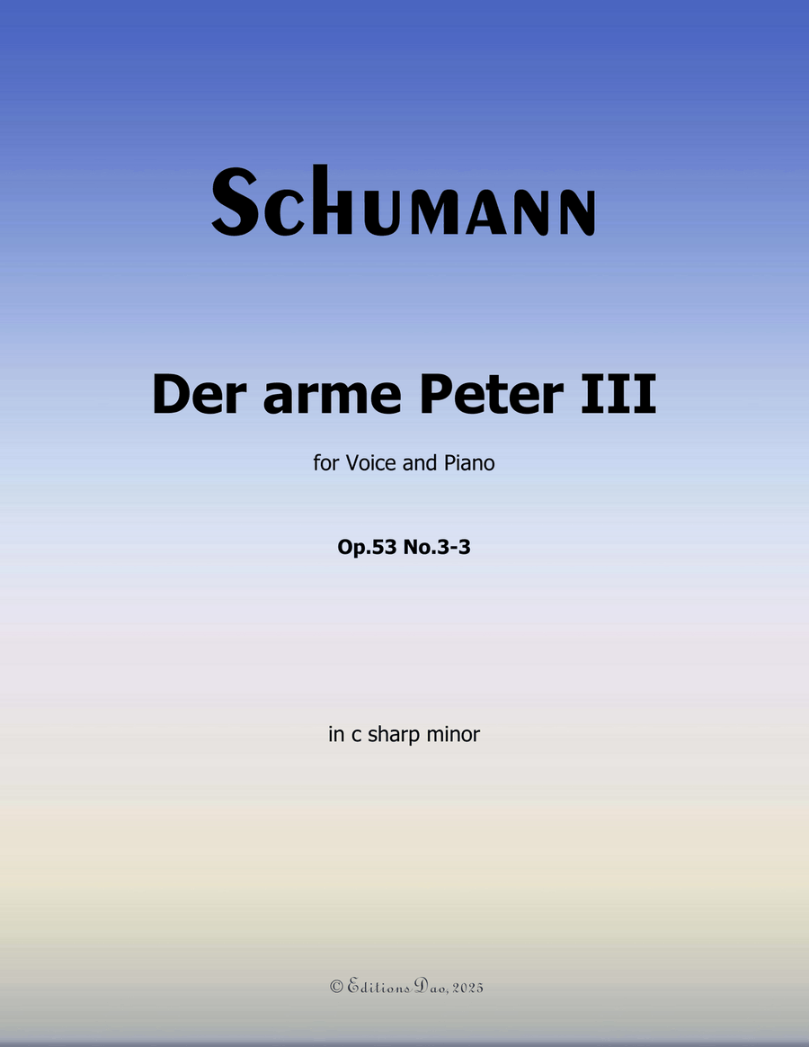 Der arme Peter 3, by Schumann, Op.53 No.3-3, in c sharp minor Piano, Vocal scores gallery preview page 1