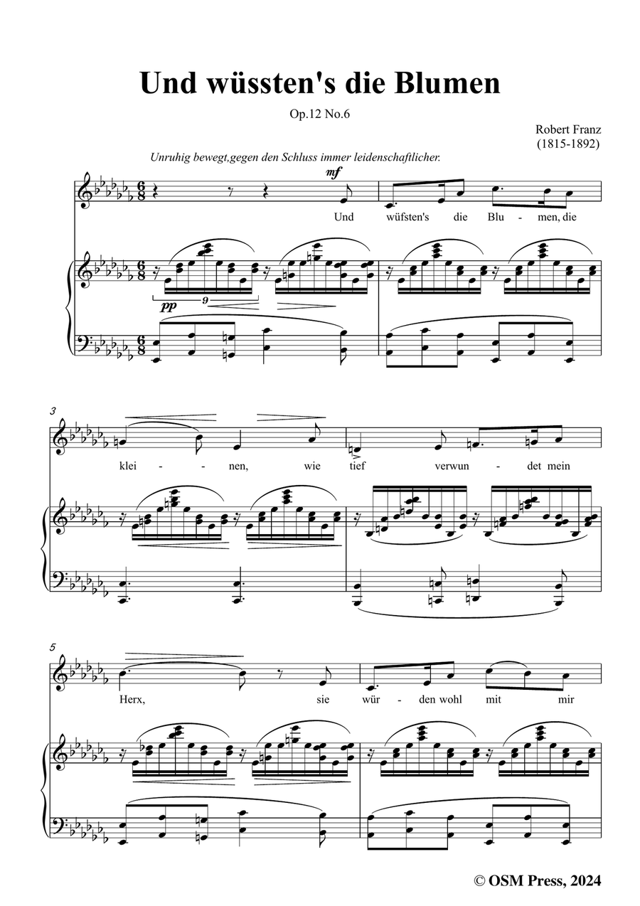 R. Franz-Und wusstens die Blumen,in a flat minor Piano, Vocal scores gallery preview page 3
