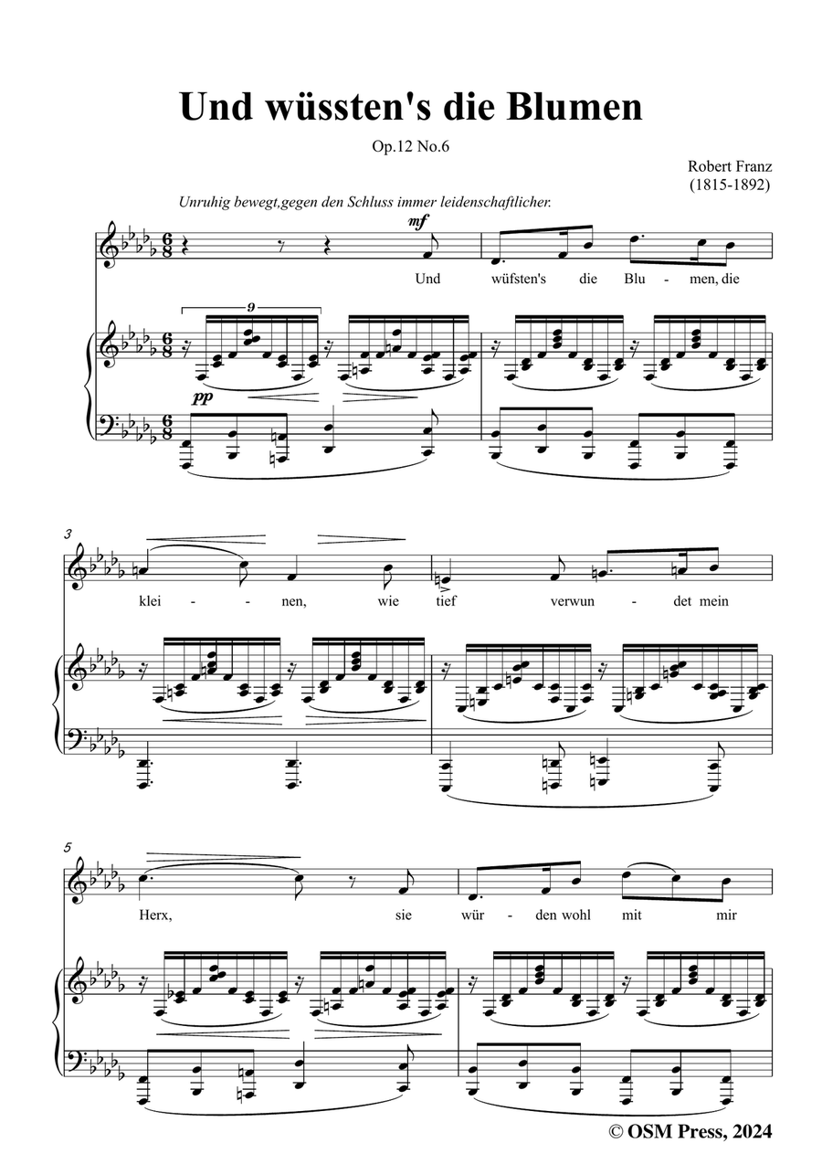 R. Franz-Und wusstens die Blumen,in b flat minor Piano, Vocal scores gallery preview page 3