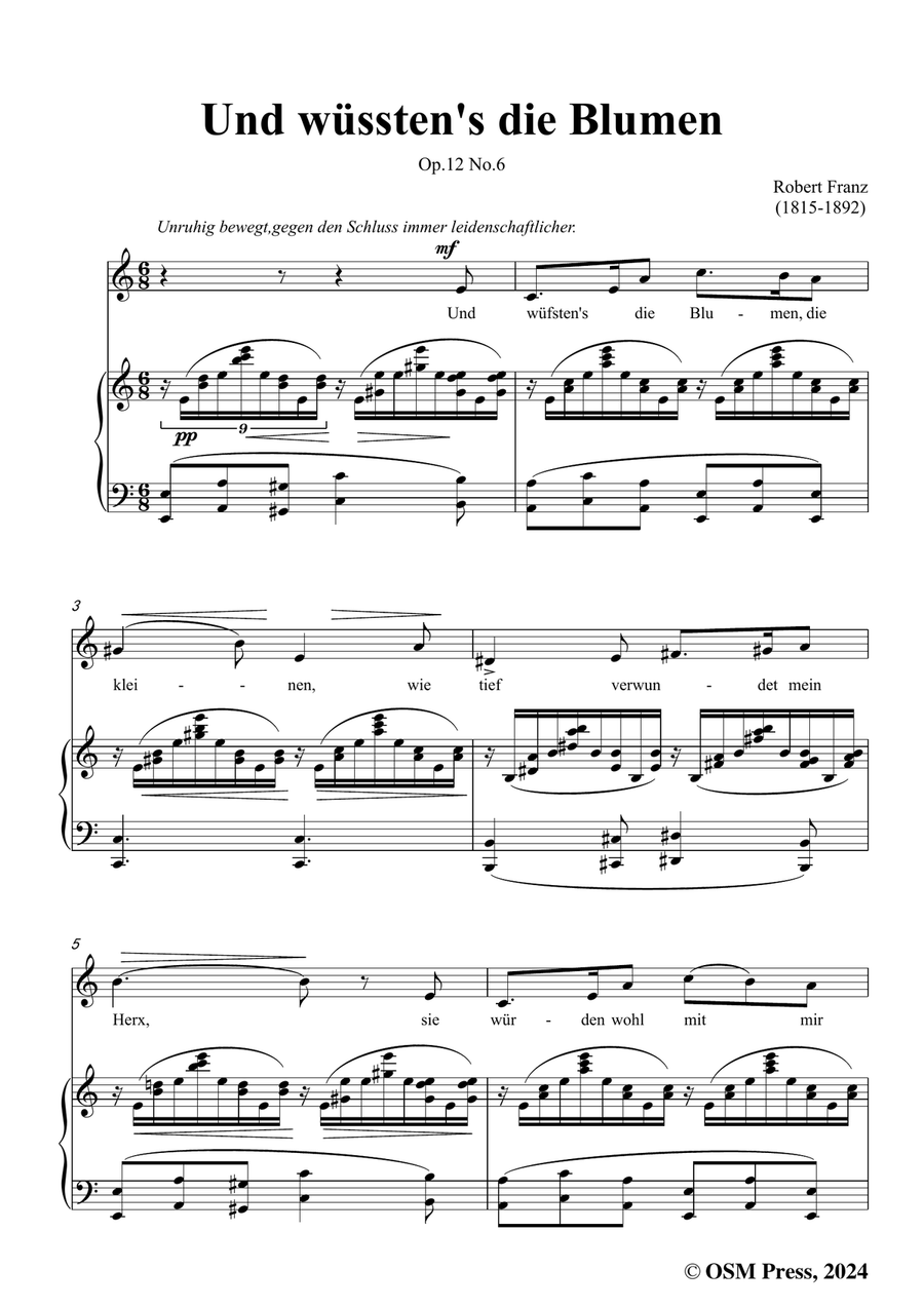 R. Franz-Und wusstens die Blumen,in a minor Piano, Vocal scores gallery preview page 3