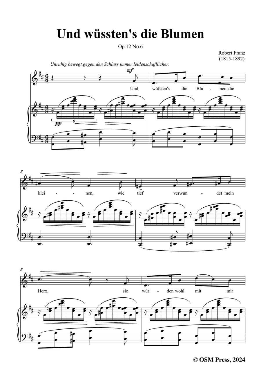 R. Franz-Und wusstens die Blumen,in b minor Piano, Vocal scores gallery preview page 3