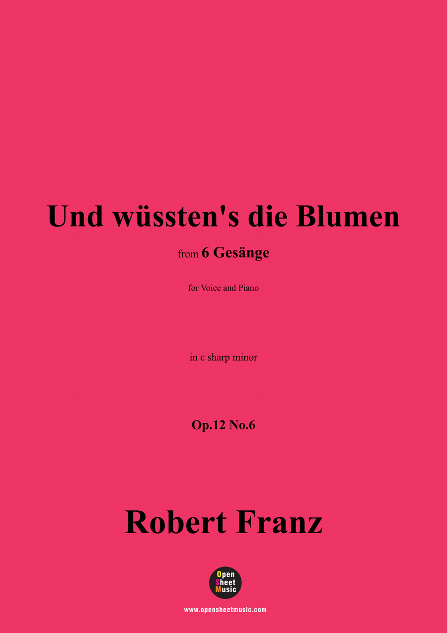 R. Franz-Und wusstens die Blumen,in c sharp minor Piano, Vocal scores gallery preview page 1