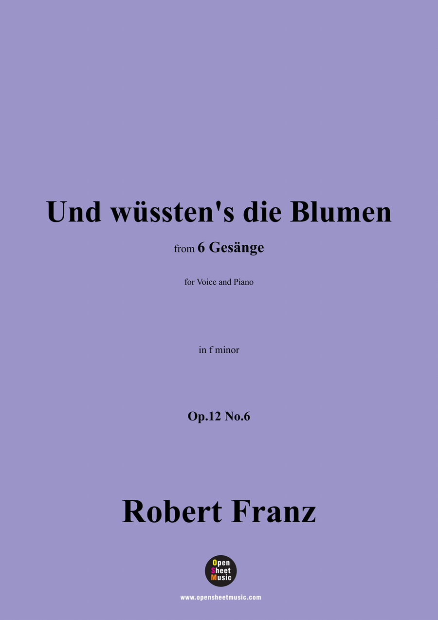 R. Franz-Und wusstens die Blumen,in f minor Piano, Vocal scores gallery preview page 1
