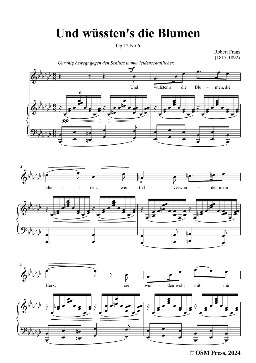 R. Franz-Und wusstens die Blumen,in e flat minor Piano, Vocal scores gallery preview page 3