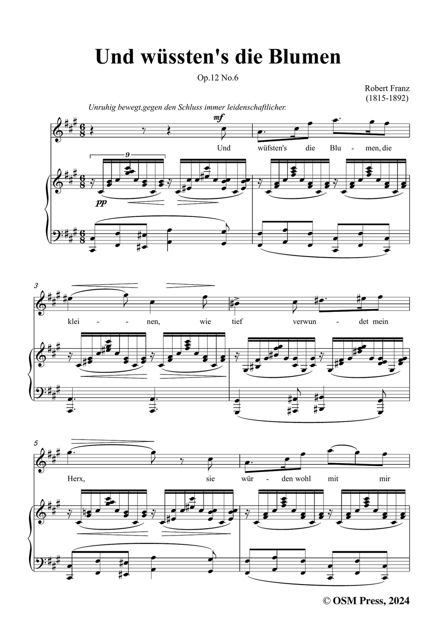 R. Franz-Und wusstens die Blumen,in f sharp minor Piano, Vocal scores gallery preview page 3
