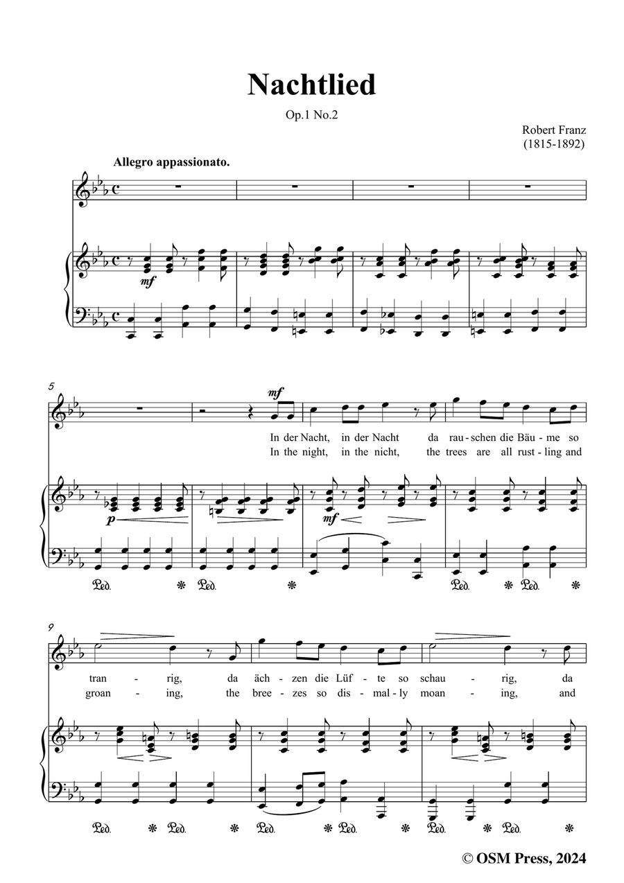 R. Franz-Nachtlied,in c minor Piano, Vocal scores gallery preview page 3