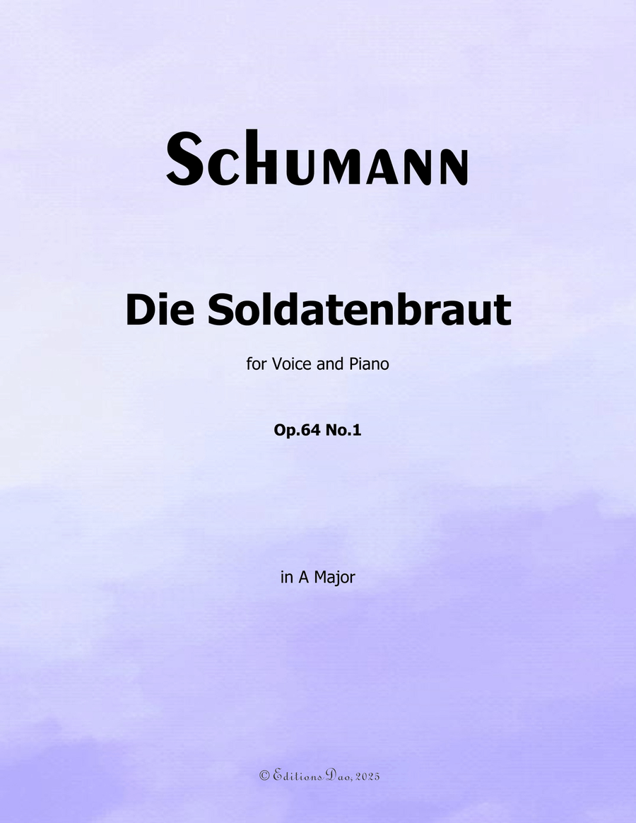 Die Soldntenbraut, by Schumann, Op.64 No.1, in A Major Piano, Vocal scores gallery preview page 1