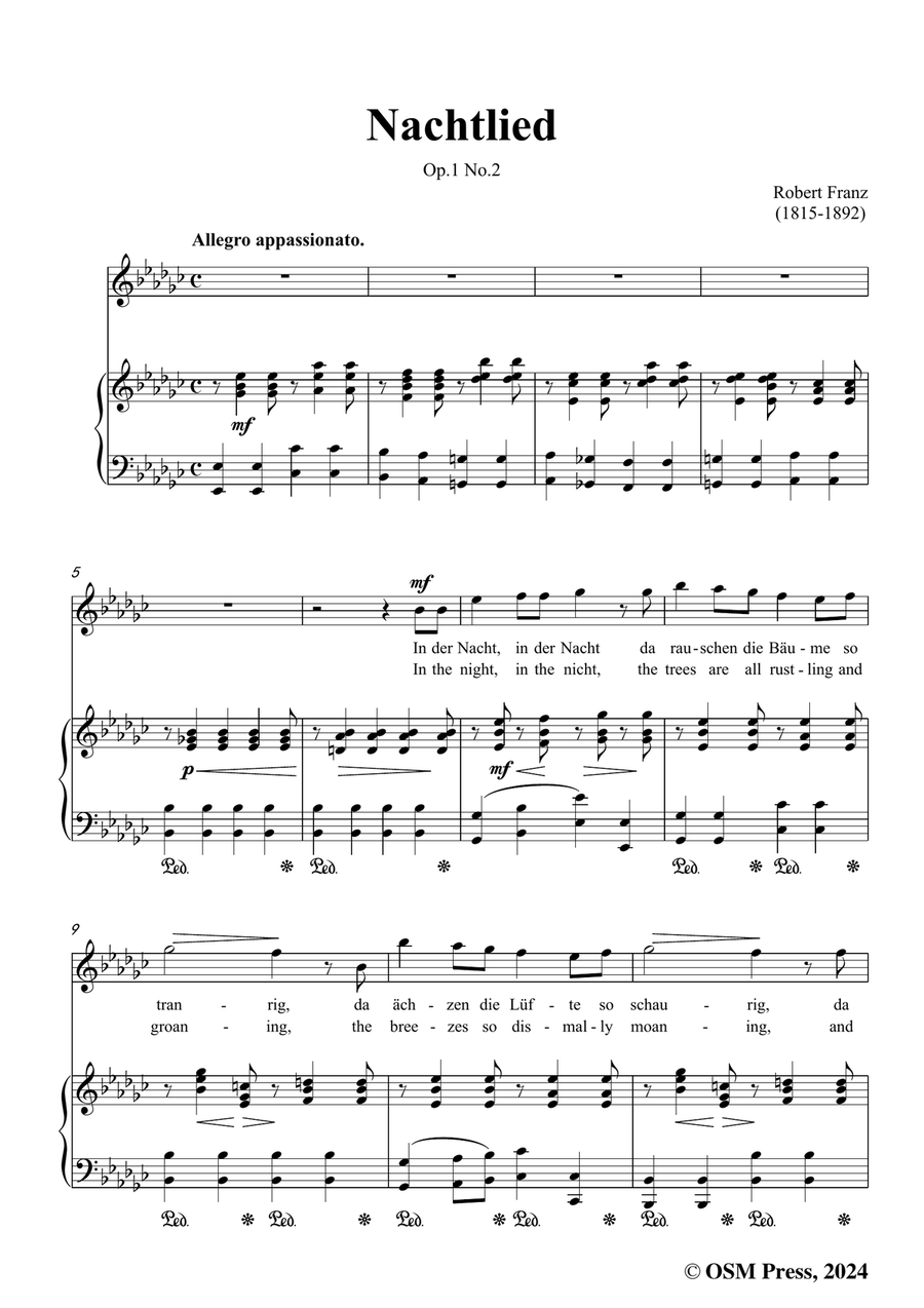 R. Franz-Nachtlied,in e flat minor Piano, Vocal scores gallery preview page 3