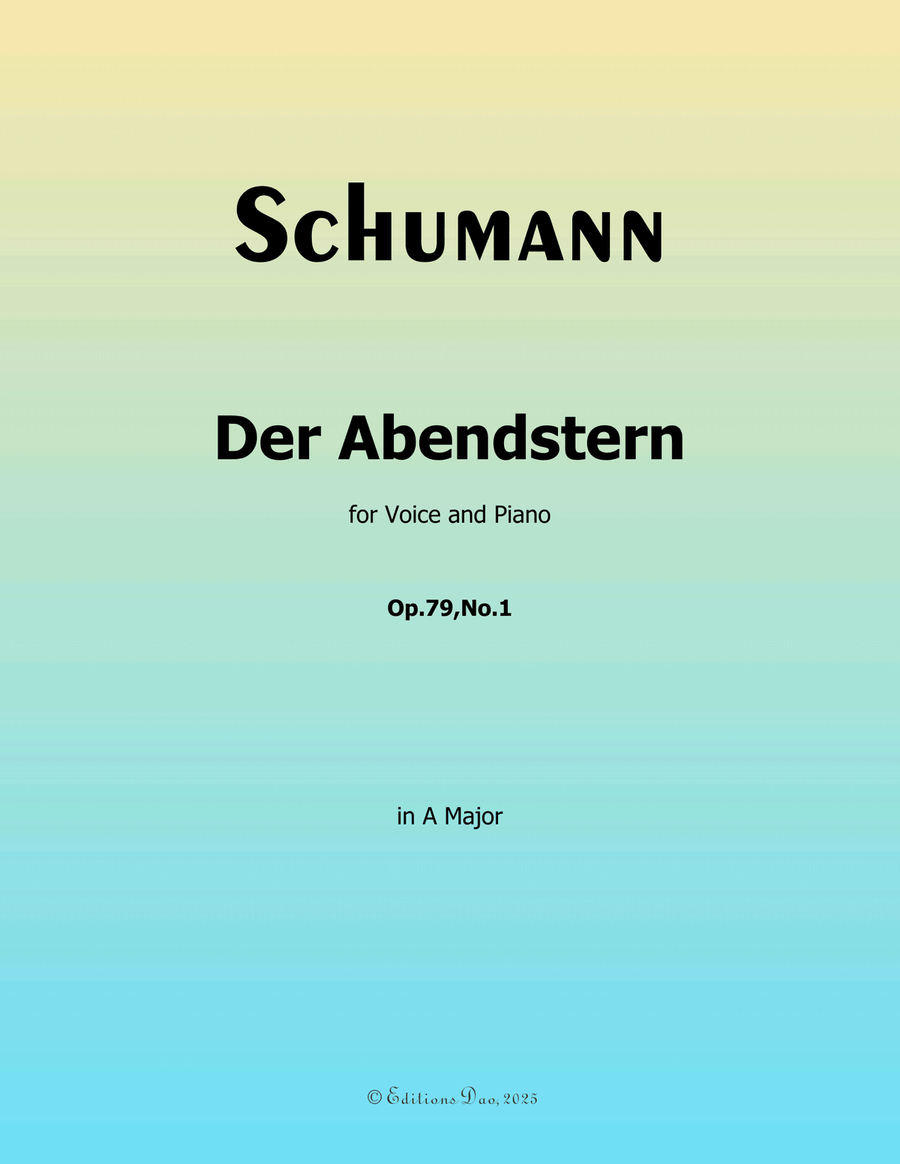 Der Abendstern, by Schumann, Op.79 No.1, in A Major Piano, Vocal scores gallery preview page 1