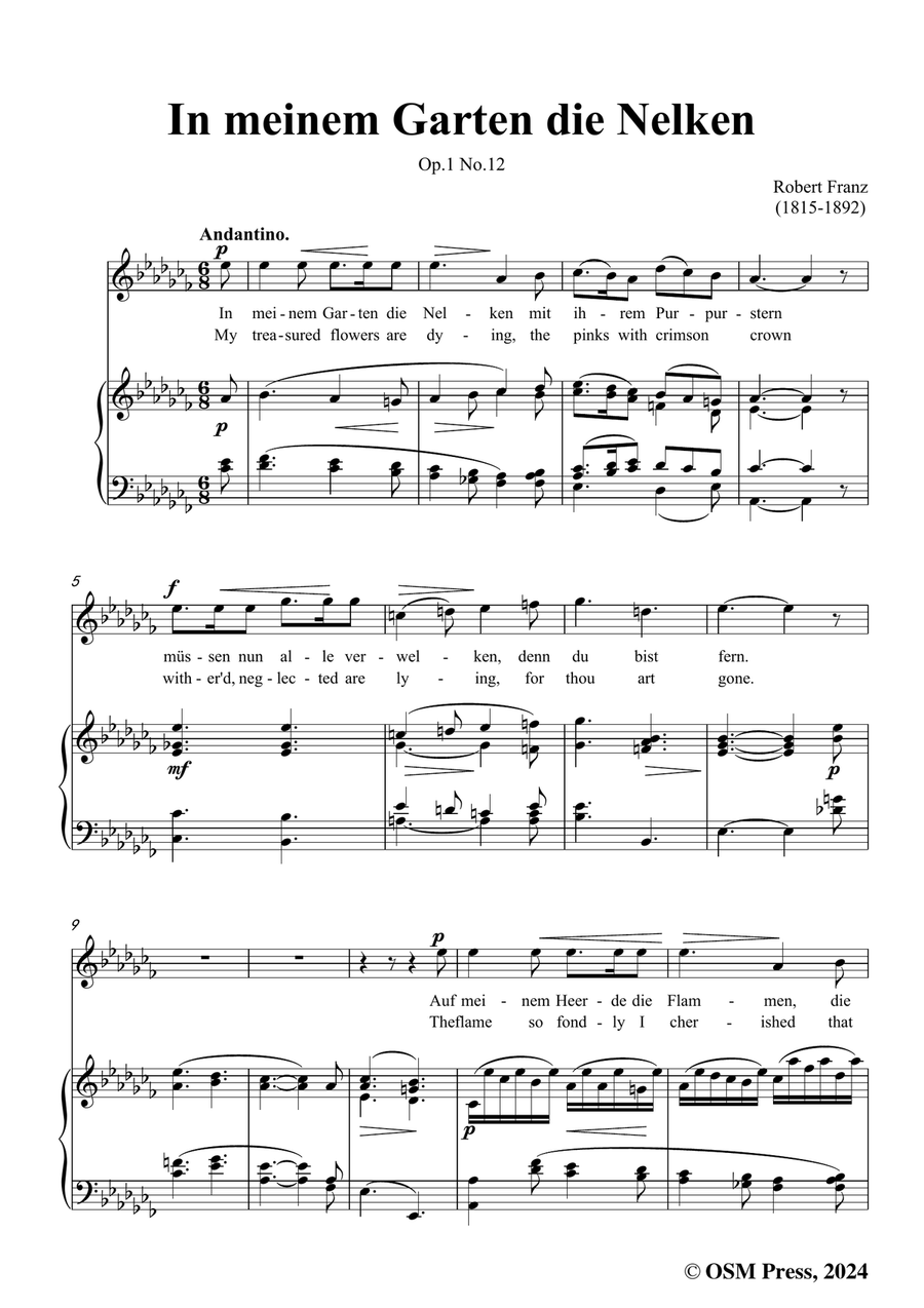 R. Franz-In meinem Garten die Nelken,in a flat minor Piano, Vocal scores gallery preview page 3