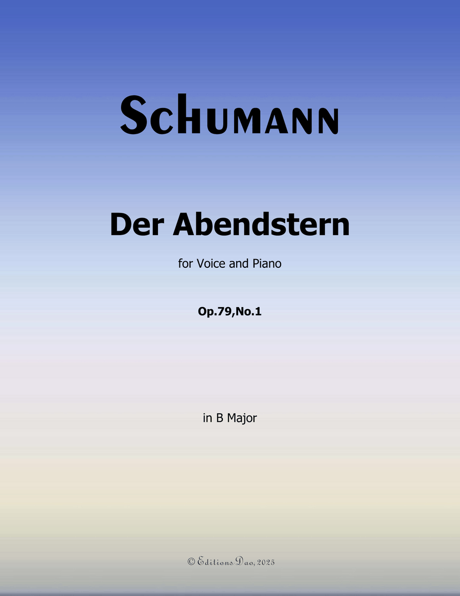Der Abendstern, by Schumann, Op.79 No.1, in B Major Piano, Vocal scores gallery preview page 1