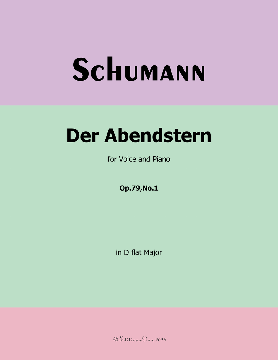 Der Abendstern, by Schumann, Op.79 No.1, in D flat Major Piano, Vocal scores gallery preview page 1