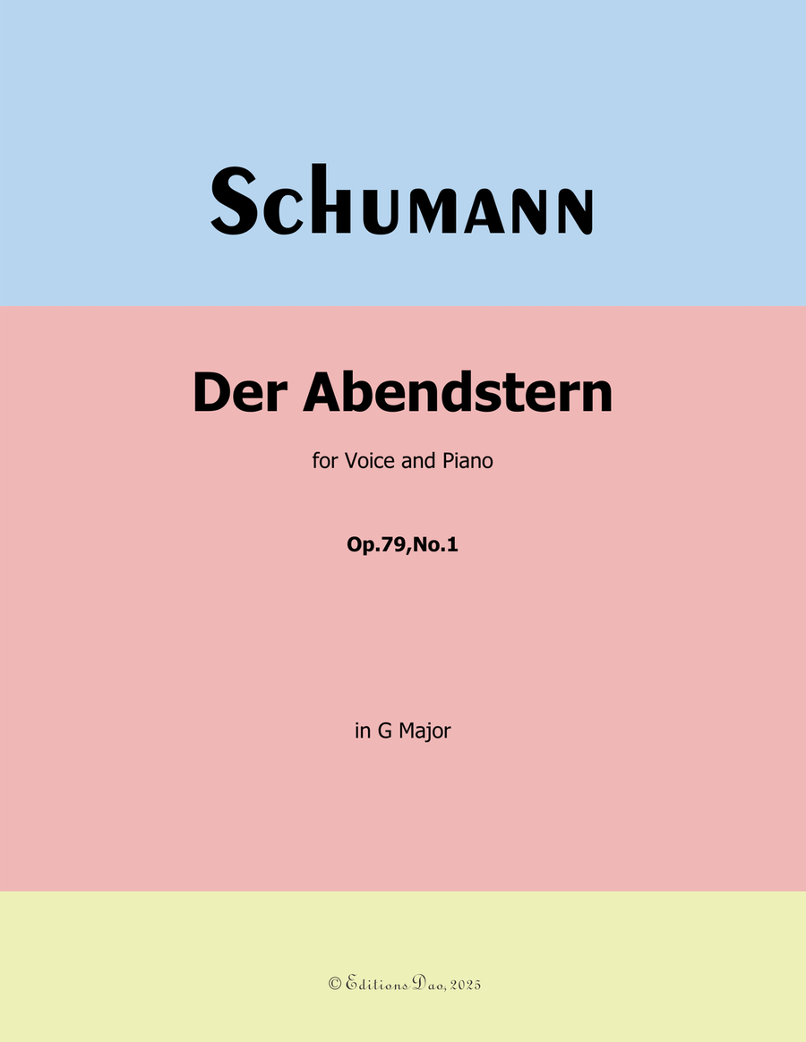 Der Abendstern, by Schumann, Op.79 No.1, in G Major Piano, Vocal scores gallery preview page 1