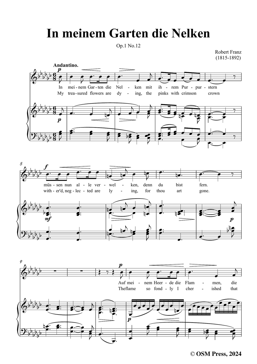 R. Franz-In meinem Garten die Nelken,in e flat minor Piano, Vocal scores gallery preview page 3