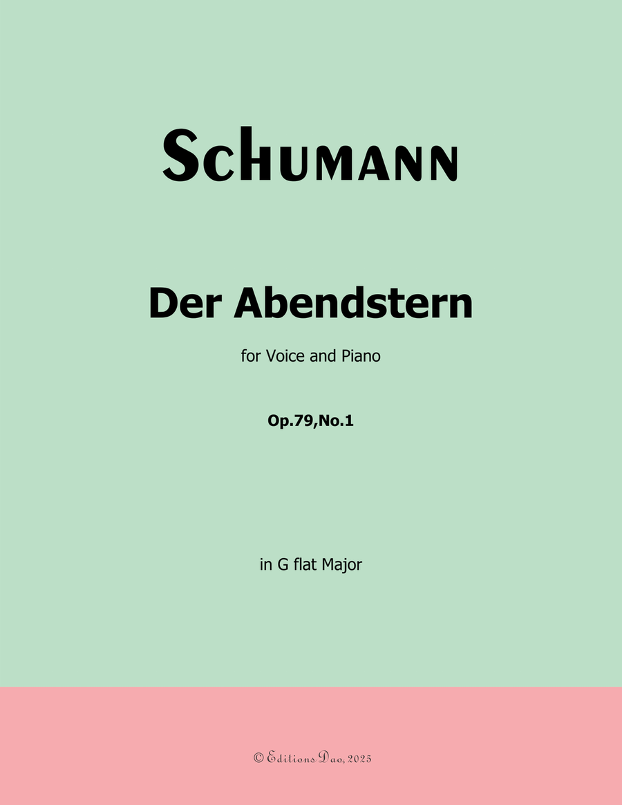 Der Abendstern, by Schumann, Op.79 No.1, in G flat Major Piano, Vocal scores gallery preview page 1