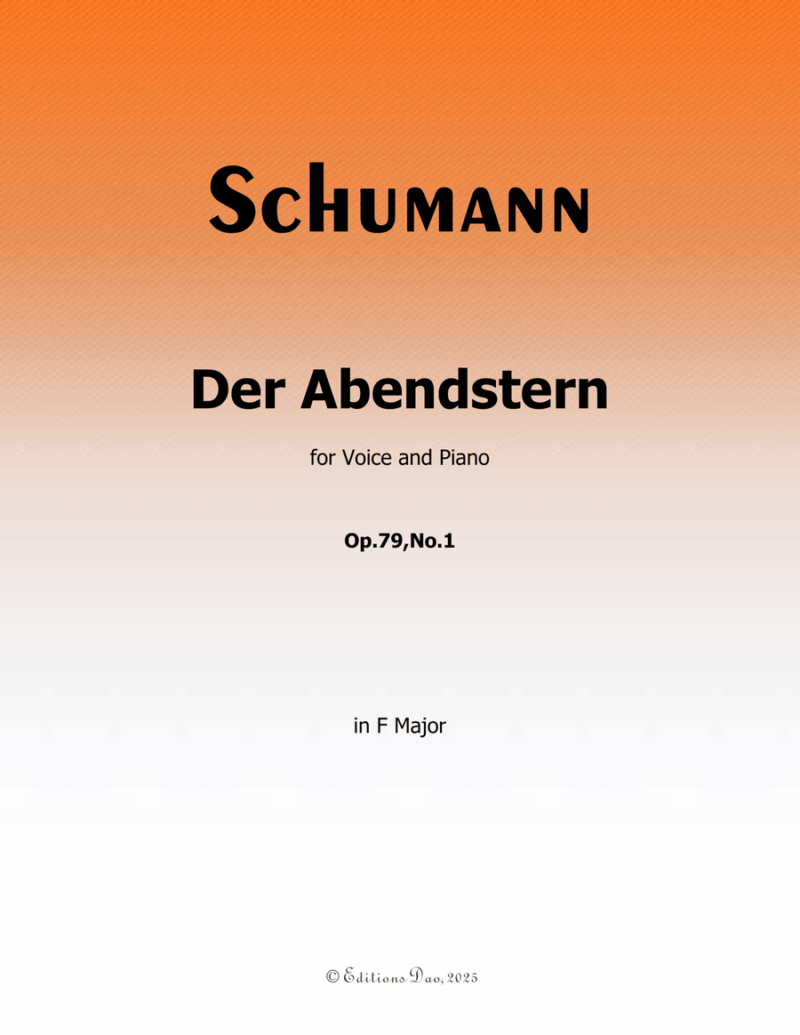 Der Abendstern, by Schumann, Op.79 No.1, in F Major Piano, Vocal scores gallery preview page 1