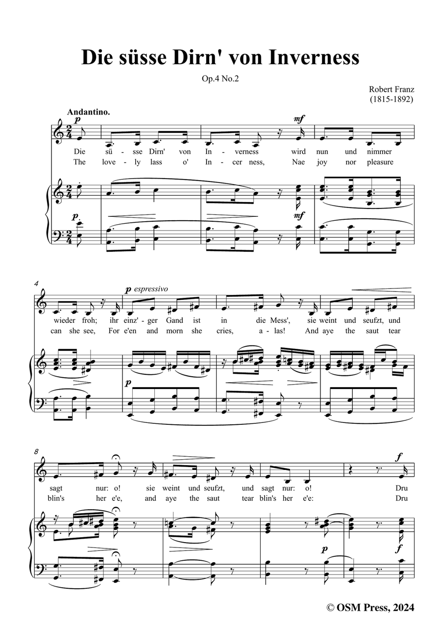R. Franz-Die susse Dirn von Inverness,in a minor Piano, Vocal scores gallery preview page 3