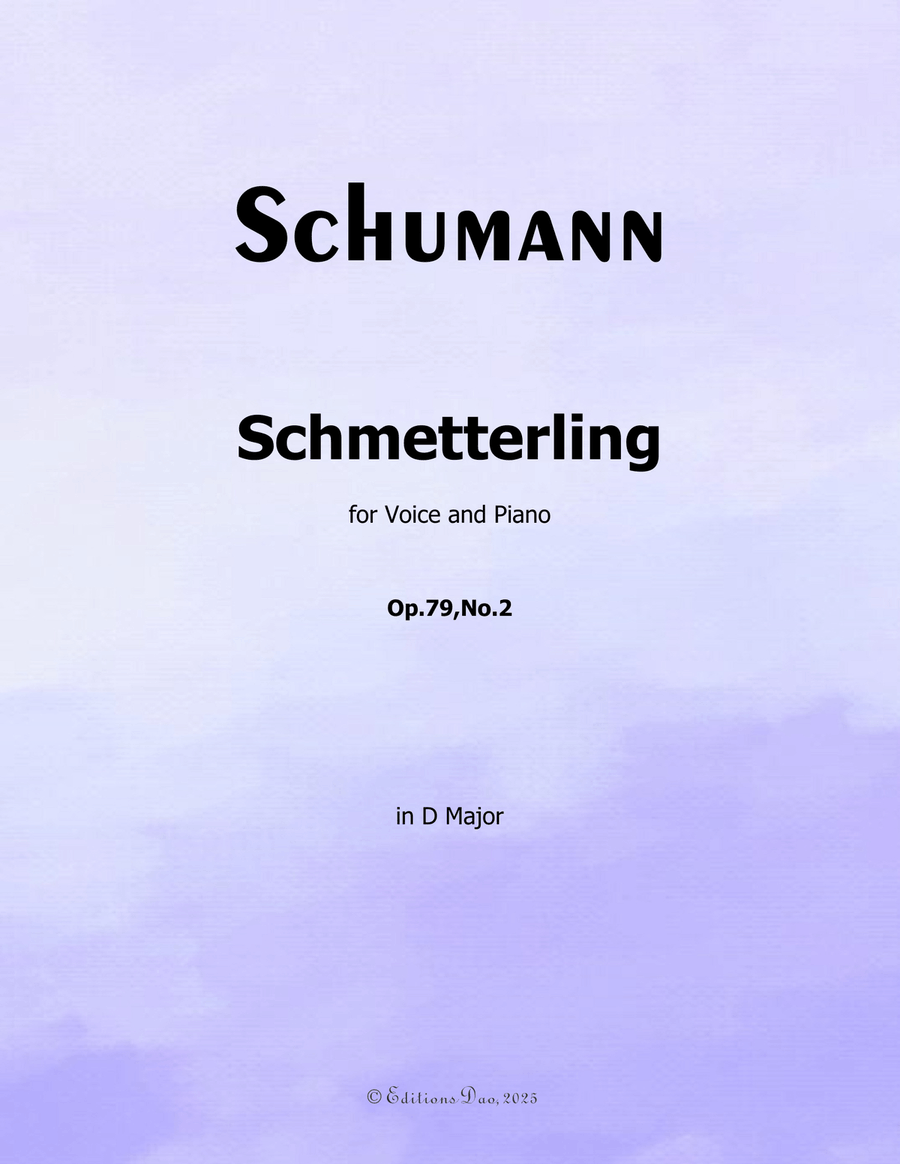 Schmetterling, by Schumann, Op.79 No.2, in D Major Piano, Vocal scores gallery preview page 1