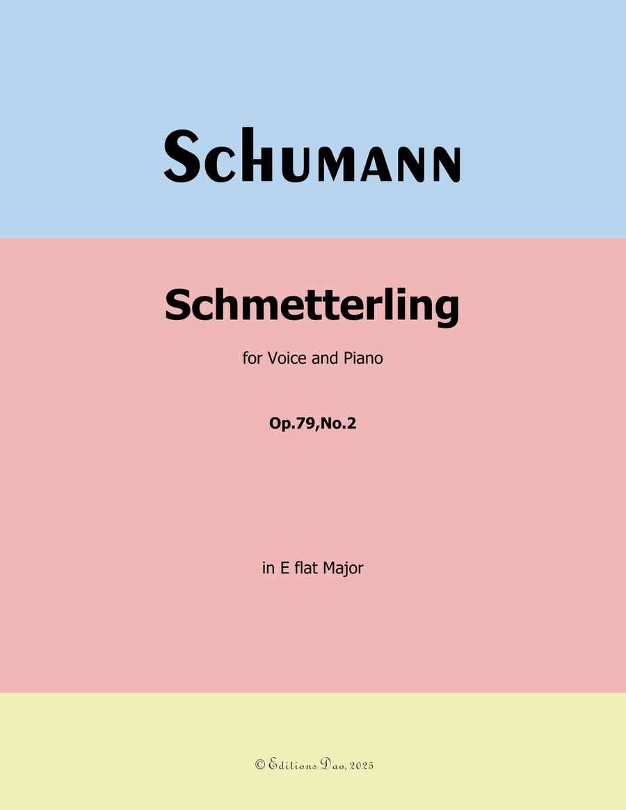 Schmetterling, by Schumann, Op.79 No.2, in E flat Major Piano, Vocal scores gallery preview page 1