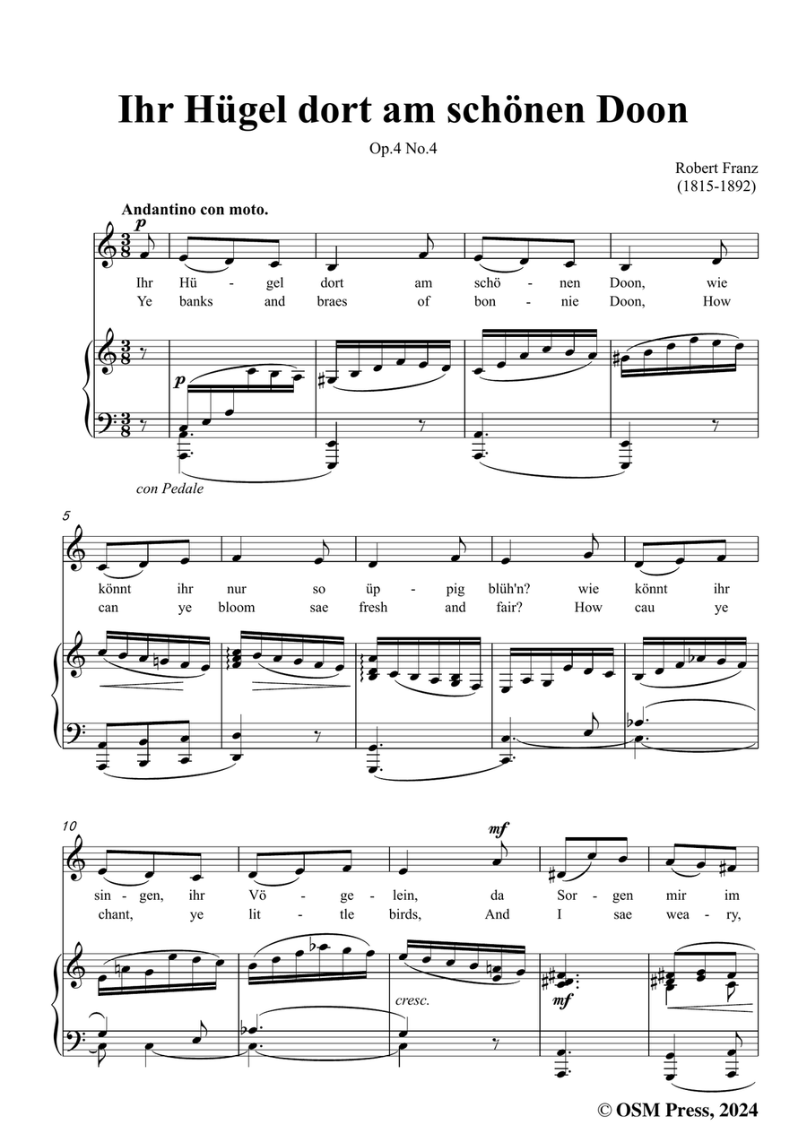 R. Franz-Ihr Hugel dort am schonen Doon,in a minor Piano, Vocal scores gallery preview page 3