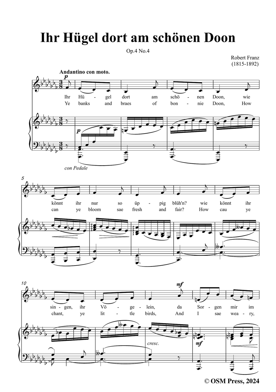 R. Franz-Ihr Hugel dort am schonen Doon,in c minor Piano, Vocal scores gallery preview page 3