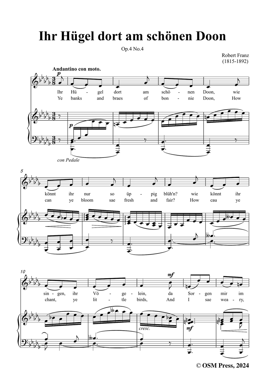 R. Franz-Ihr Hugel dort am schonen Doon,in b flat minor Piano, Vocal scores gallery preview page 3
