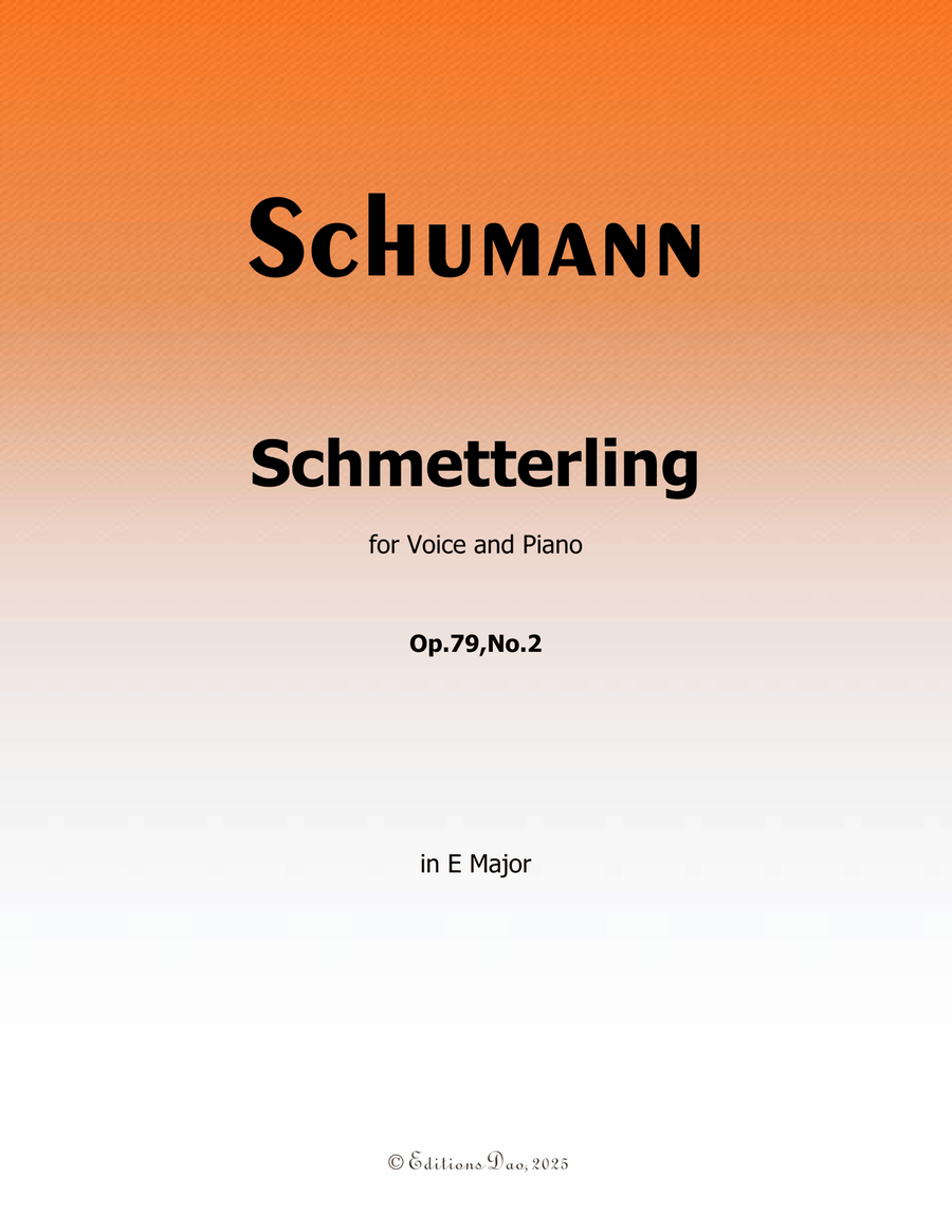 Schmetterling, by Schumann, Op.79 No.2, in E Major Piano, Vocal scores gallery preview page 1