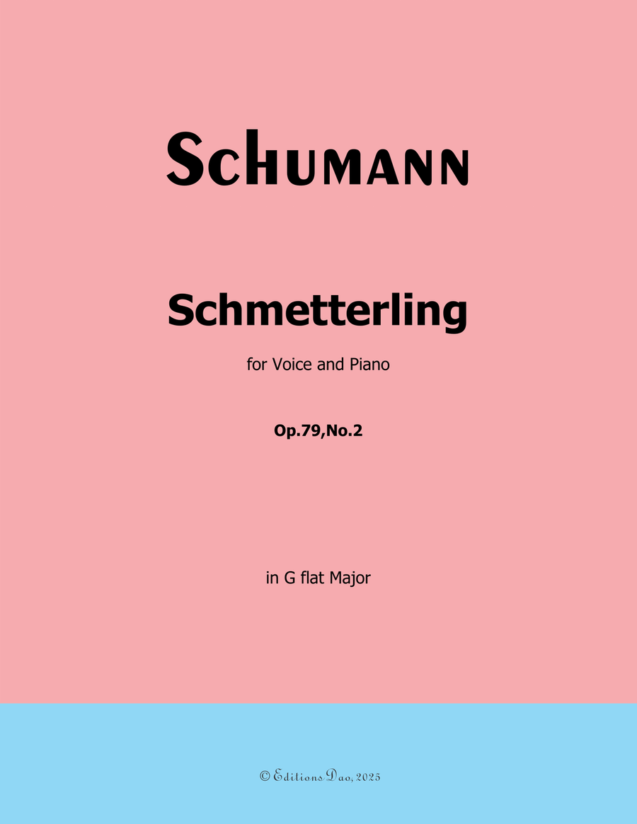 Schmetterling, by Schumann, Op.79 No.2, in G flat Major Piano, Vocal scores gallery preview page 1