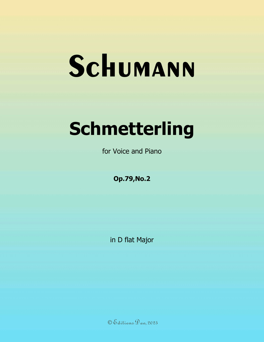 Schmetterling, by Schumann, Op.79 No.2, in D flat Major Piano, Vocal scores gallery preview page 1