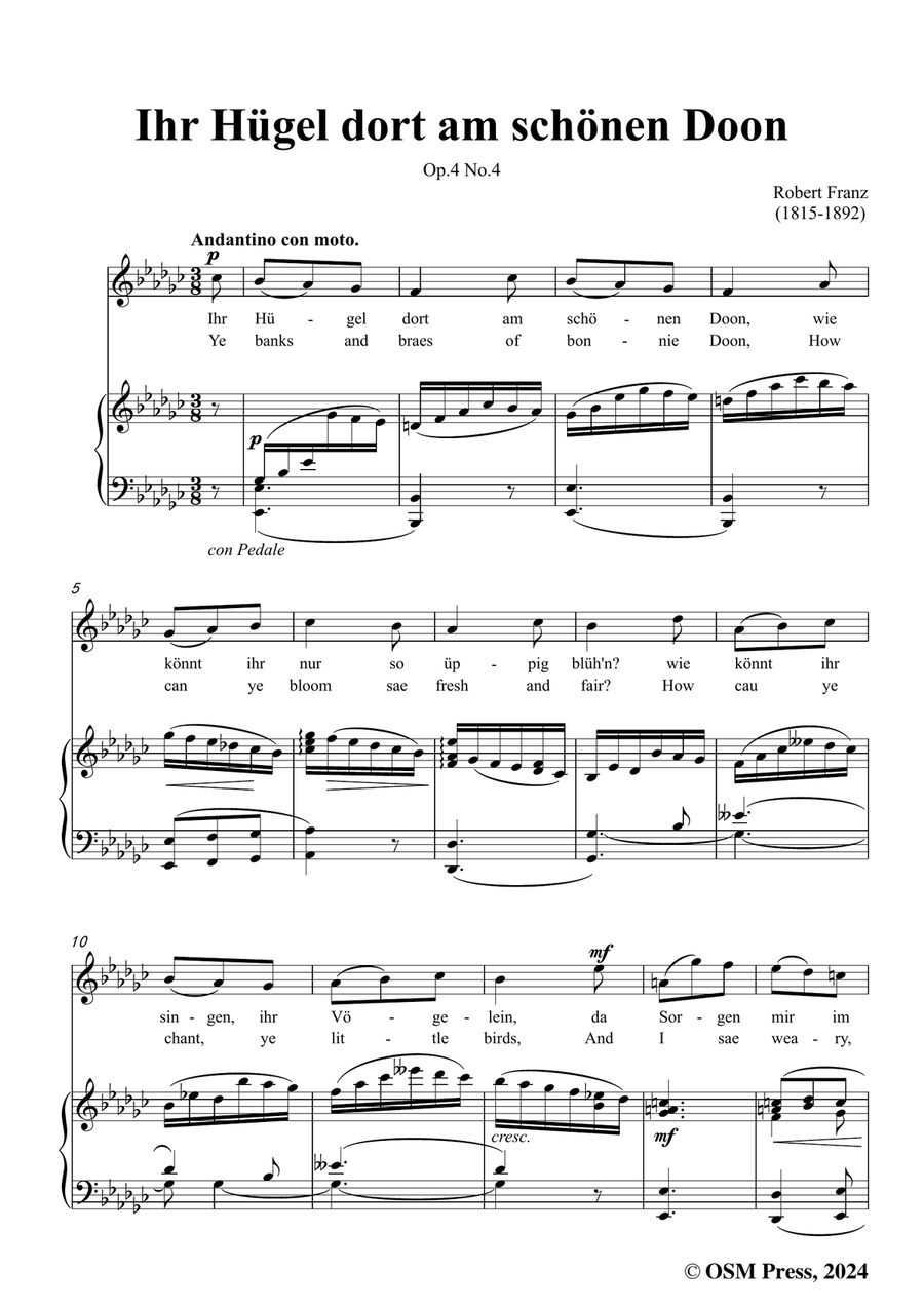 R. Franz-Ihr Hugel dort am schonen Doon,in e flat minor Piano, Vocal scores gallery preview page 3