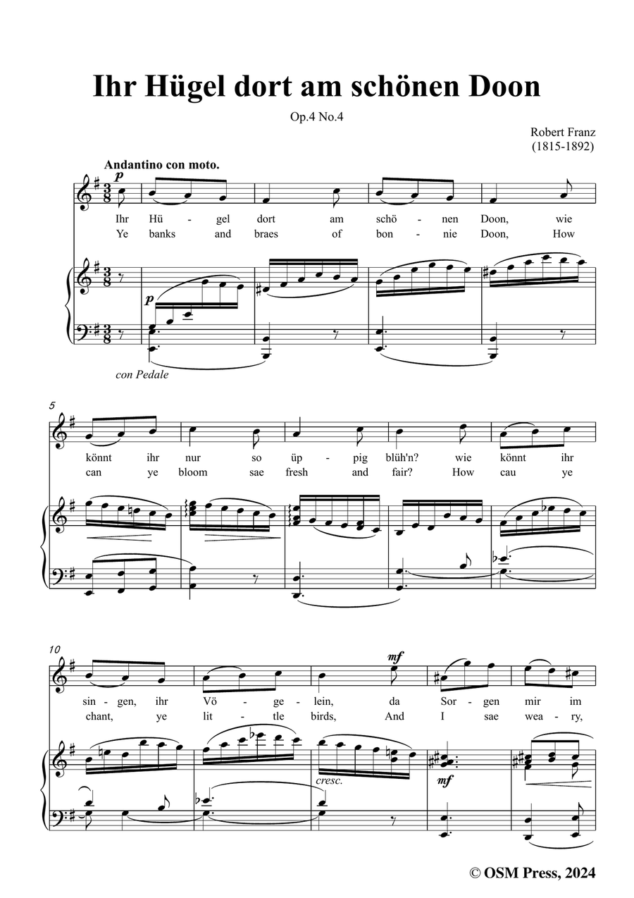 R. Franz-Ihr Hugel dort am schonen Doon,in e minor Piano, Vocal scores gallery preview page 3