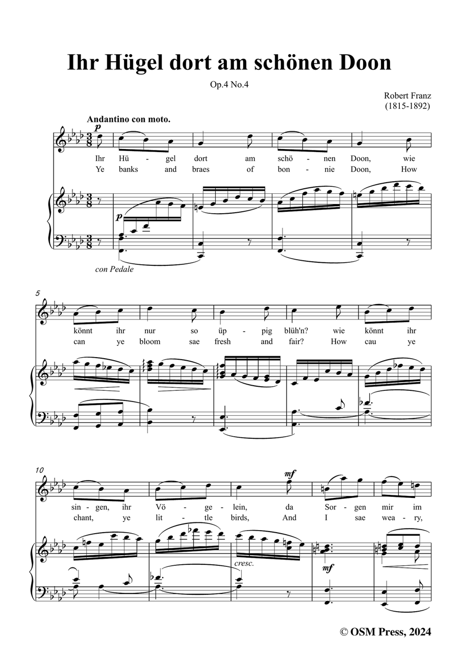 R. Franz-Ihr Hugel dort am schonen Doon,in f minor Piano, Vocal scores gallery preview page 3