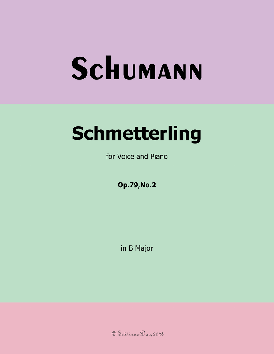 Schmetterling, by Schumann, Op.79 No.2, in B Major Piano, Vocal scores gallery preview page 1