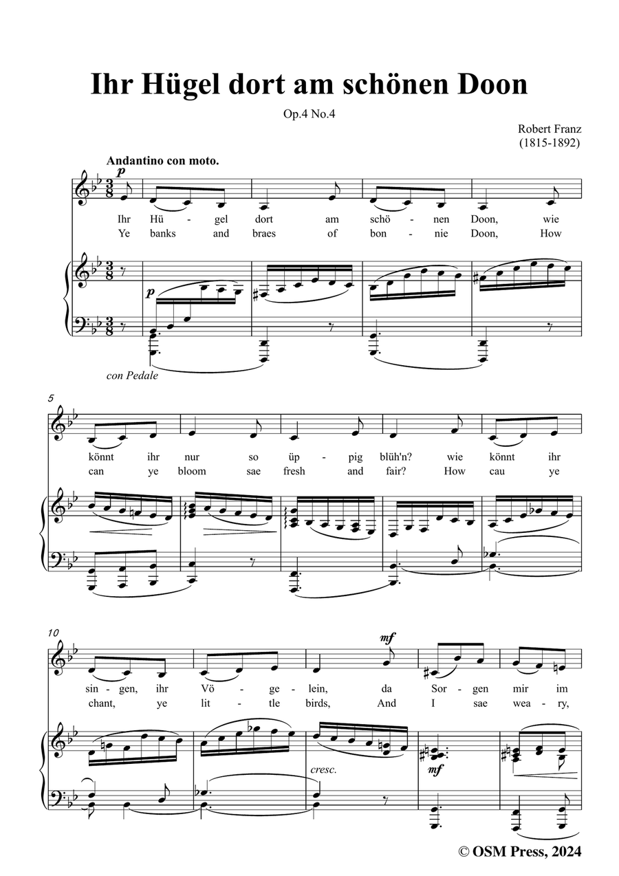 R. Franz-Ihr Hugel dort am schonen Doon,in g minor Piano, Vocal scores gallery preview page 3