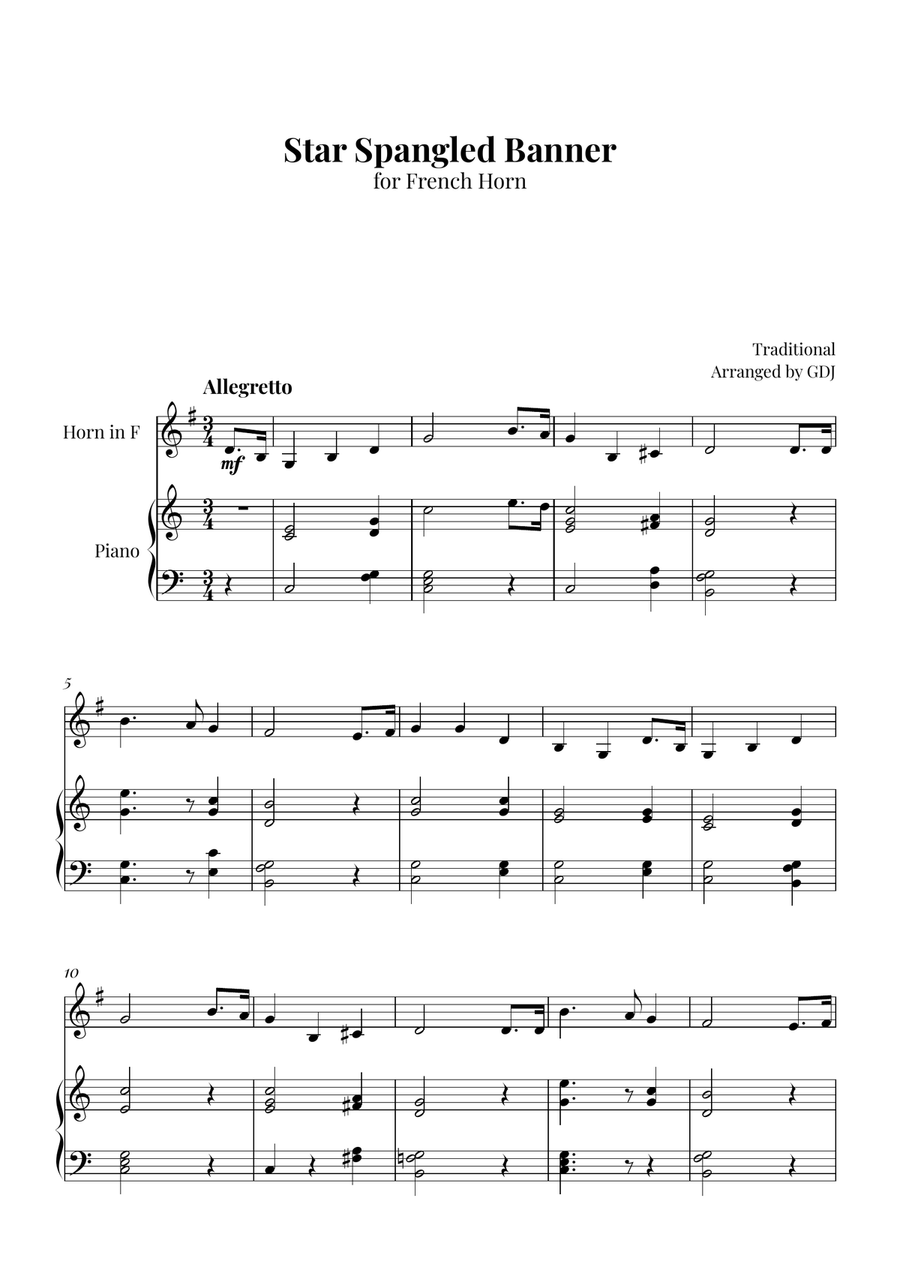 Star Spangled Banner Piano scores gallery preview page 1