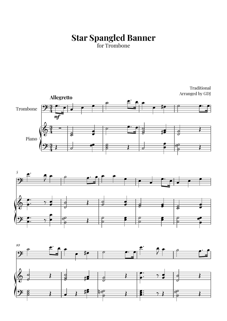 Star Spangled Banner Easy Piano scores gallery preview page 1