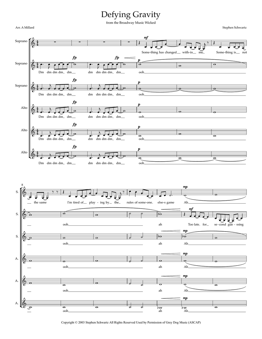 Defying Gravity Defying Gravity Choir scores gallery preview page 1