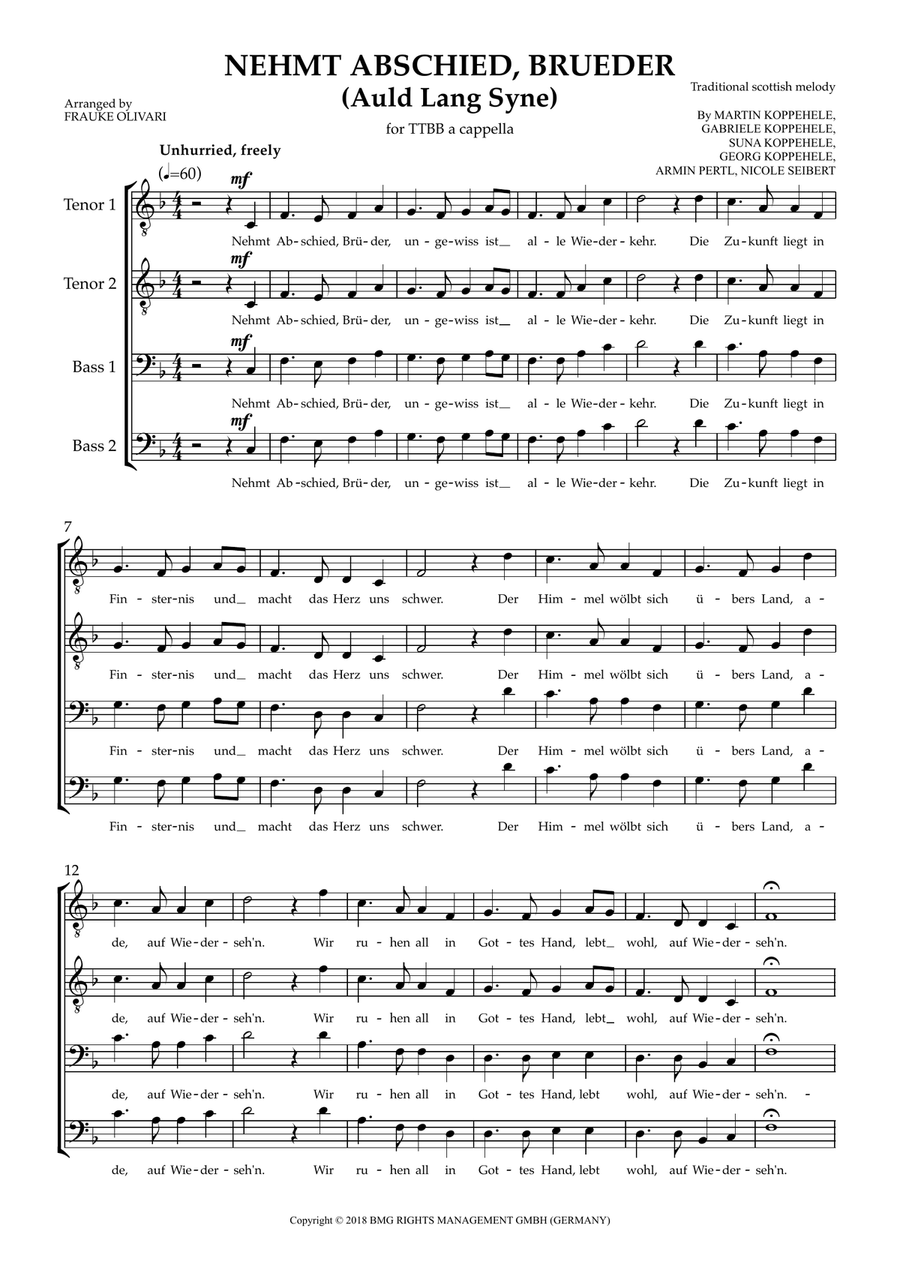Nehmt Abschied Brueder Nehmt Abschied Brueder TTBB scores gallery preview page 1