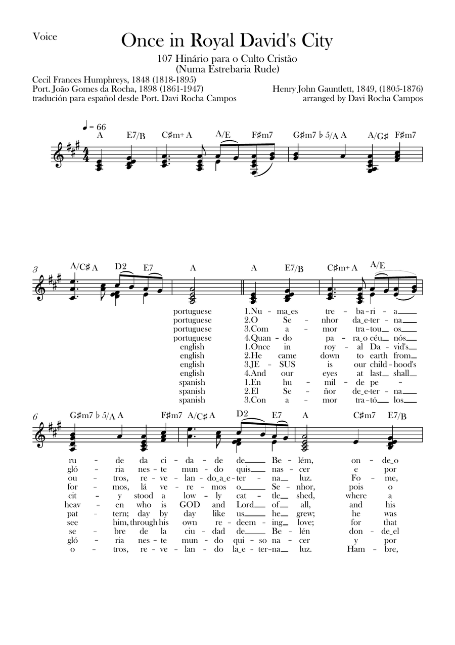 Once in Royal David's City Piano scores gallery preview page 1